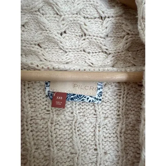 Anthropologie Pilcro Cable-Knit  Oversized Slouchy Cardigan in Cream XXS - Picture 3 of 10